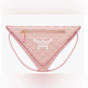 MCM Blush Pink Crossbody Bag Himmel Triangle Pouch in Lauretos